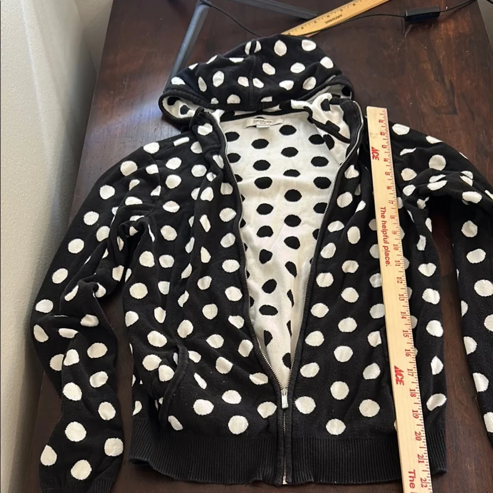 Liz Claiborne Black and White Polka Dot Hoodie Sz S
